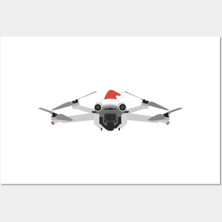 Festive DJI Mini 3 Pro with Santa hat Posters and Art